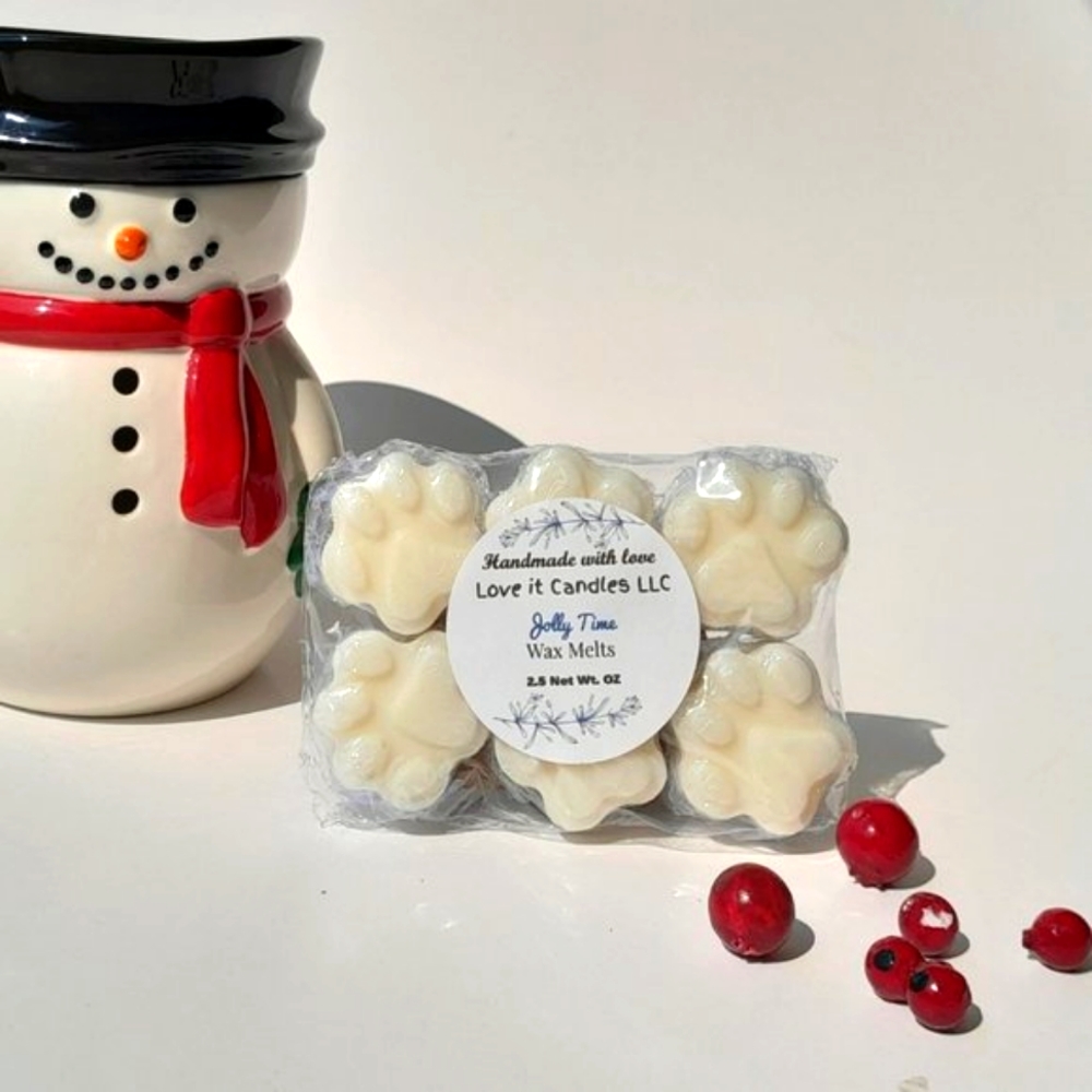 Christmas Scented Soy Wax Melts Holly Time Heart Shape 2.5oz
